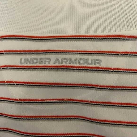 UNDER ARMOUR Men's HeatGear White and Red Stripe Polo Shirt Small #511 - Picture 3 of 9